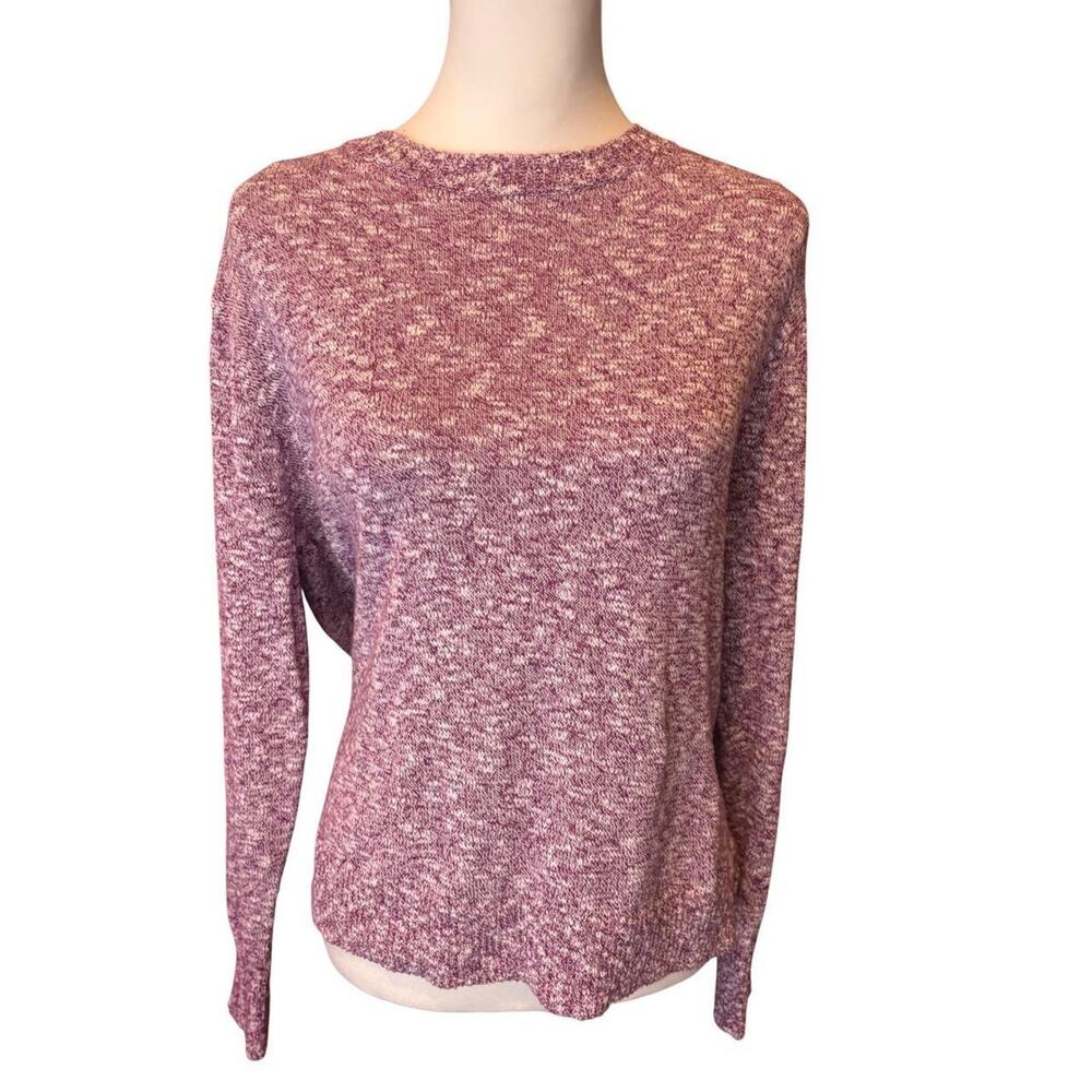 J.Crew Womens Minimalist Purple Marled Cotton Blend Crewneck Sweater Pullover L